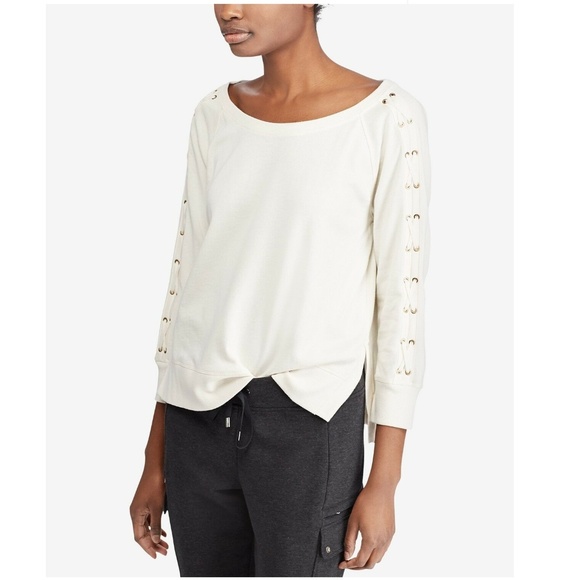 Ralph Lauren Tops - Lauren Ralph Lauren Lace-Up-Sleeve French Terry